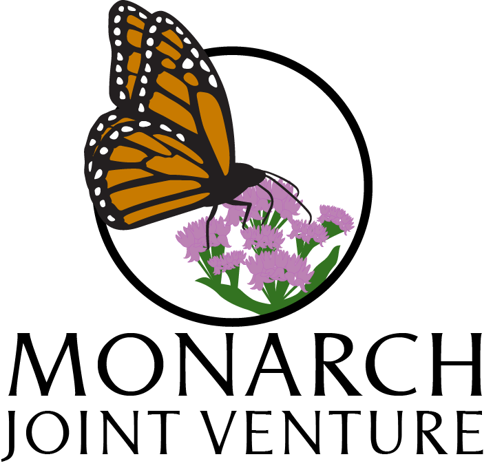 Logo of a monarch butterfly on a purple flower and the words Monarch Joint Venture